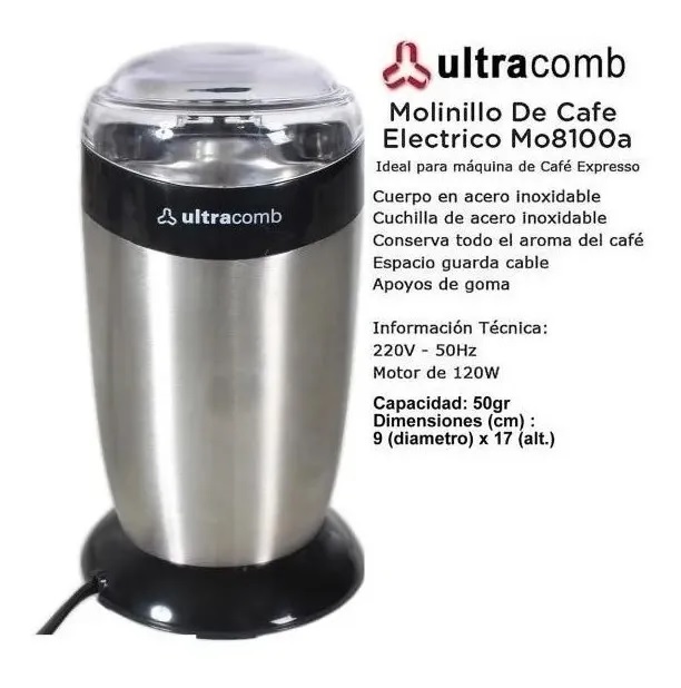 Molinillo De Cafe Mo8100a Acero Inoxidable 120w