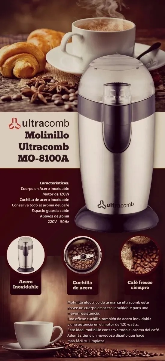 Molinillo De Cafe Mo8100a Acero Inoxidable 120w